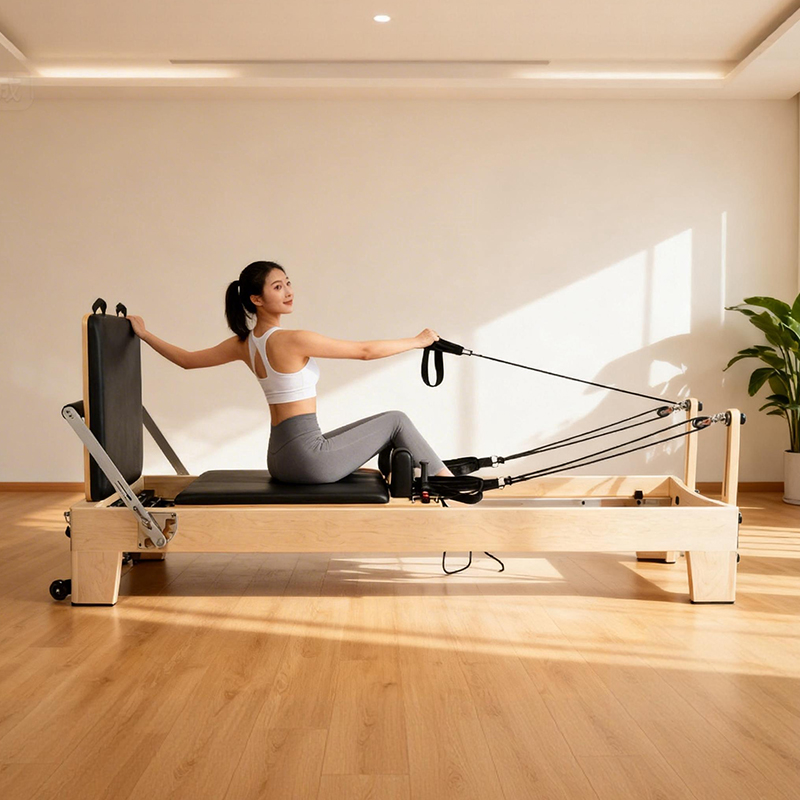 Pilates Reformer Spring - Weißer Ahorn Tragbarer Verstellbarer Pilates-Reformer Luxuriöse