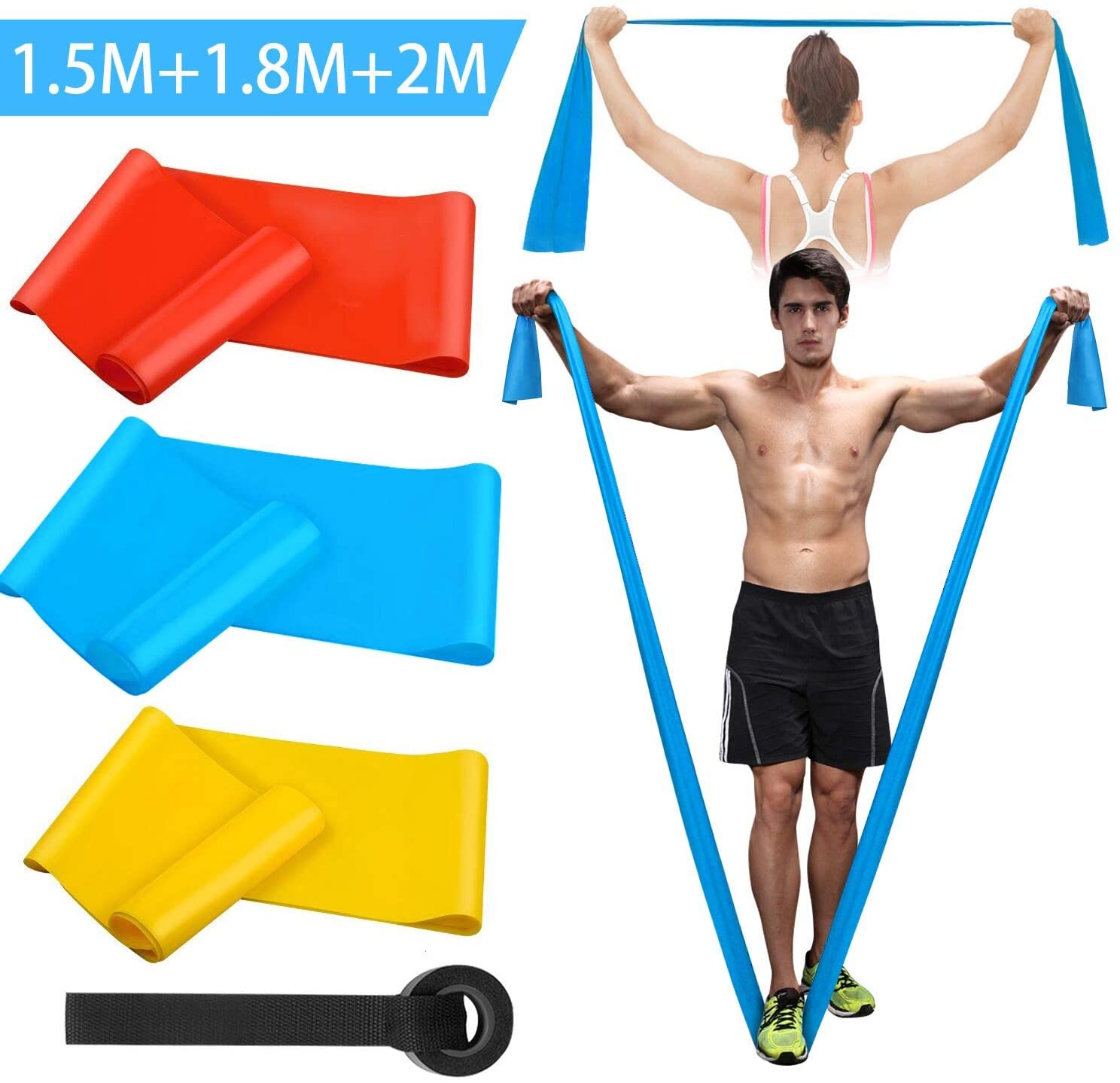 Pilates Yoga Board - Elastische Fitnessbänder, 3 Stück, Widerstandsbänder, elastische