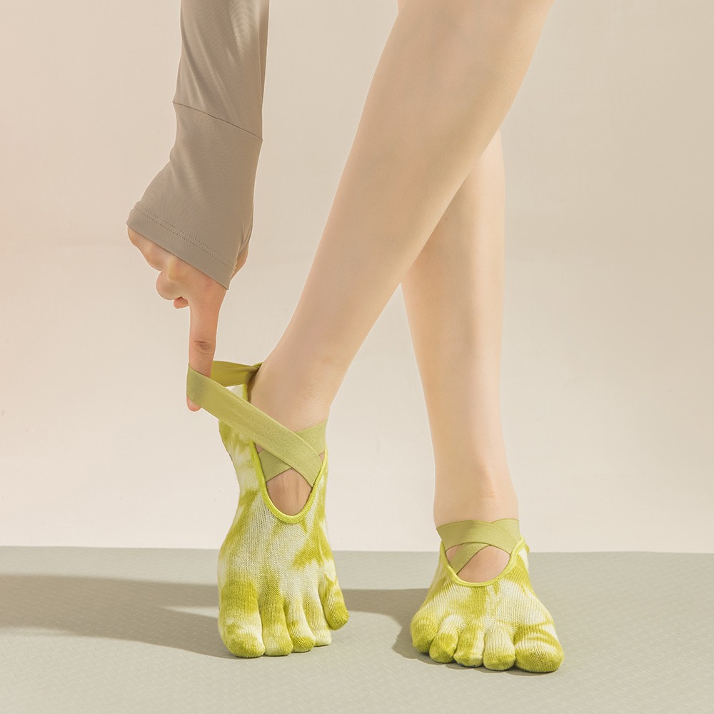 Pilates And Yoga Studio - Tie-Dye Damen Fünf-Zehen-Grip-Socken für Yoga, Pilates