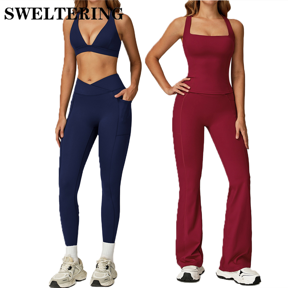 Pilates Yoga Legging - 2-teiliges Fitness-Set, Yoga-Pilates-Set, Sportkleidung, Trainingsanzug, Damen
