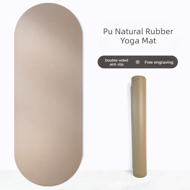 Pilates Yoga Matte - Ovale Naturkautschuk-Yogamatte PU Rutschfeste Schweißabsorbierende Yogamatte