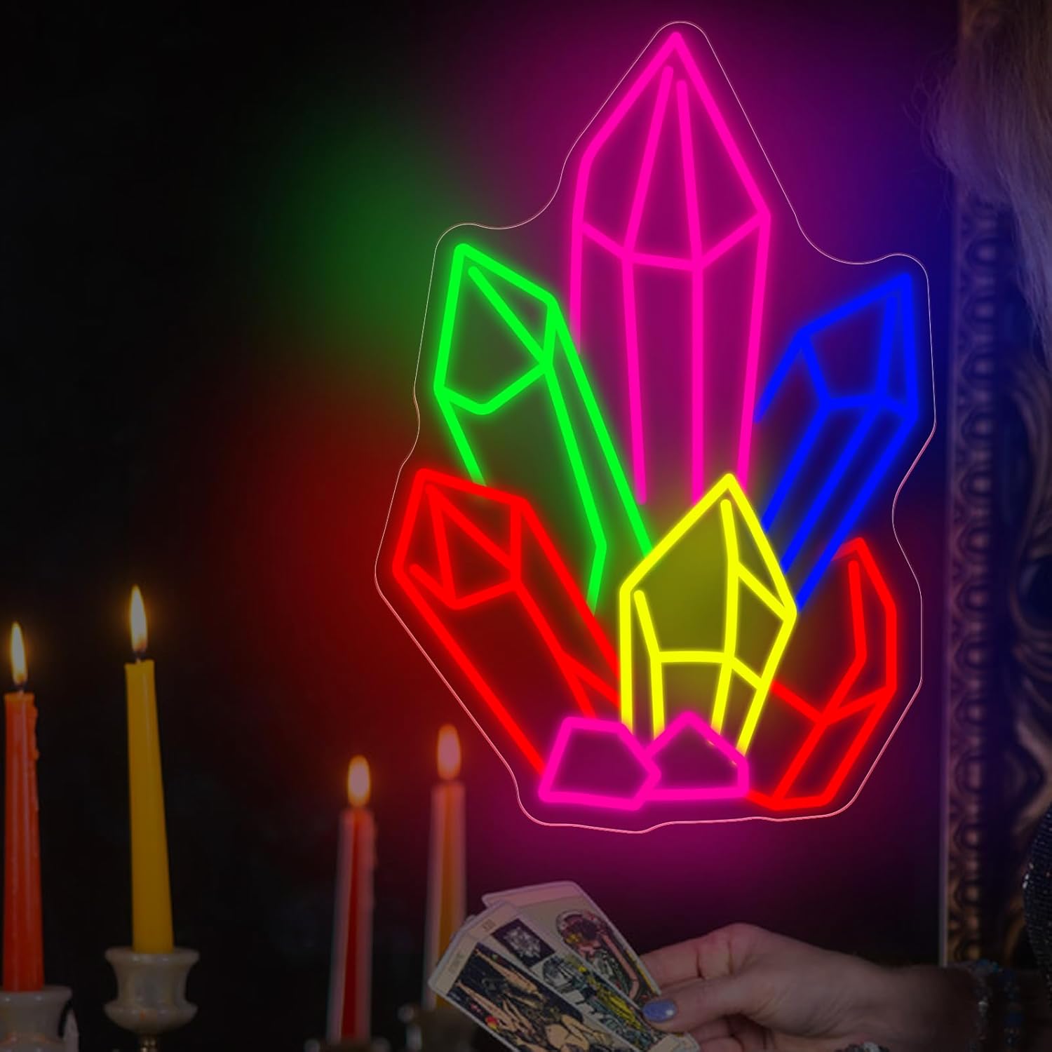 Pilates And Yoga Studio - Kristallsteine Tarot Neon-Schild USB-betriebene LED-Leuchte für