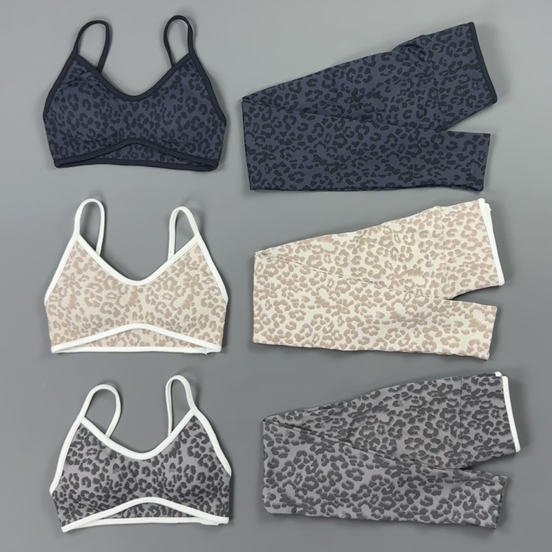 Pilates Yoga Legging - 2-teiliges Yoga-Set für Damen mit Leopardenmuster,